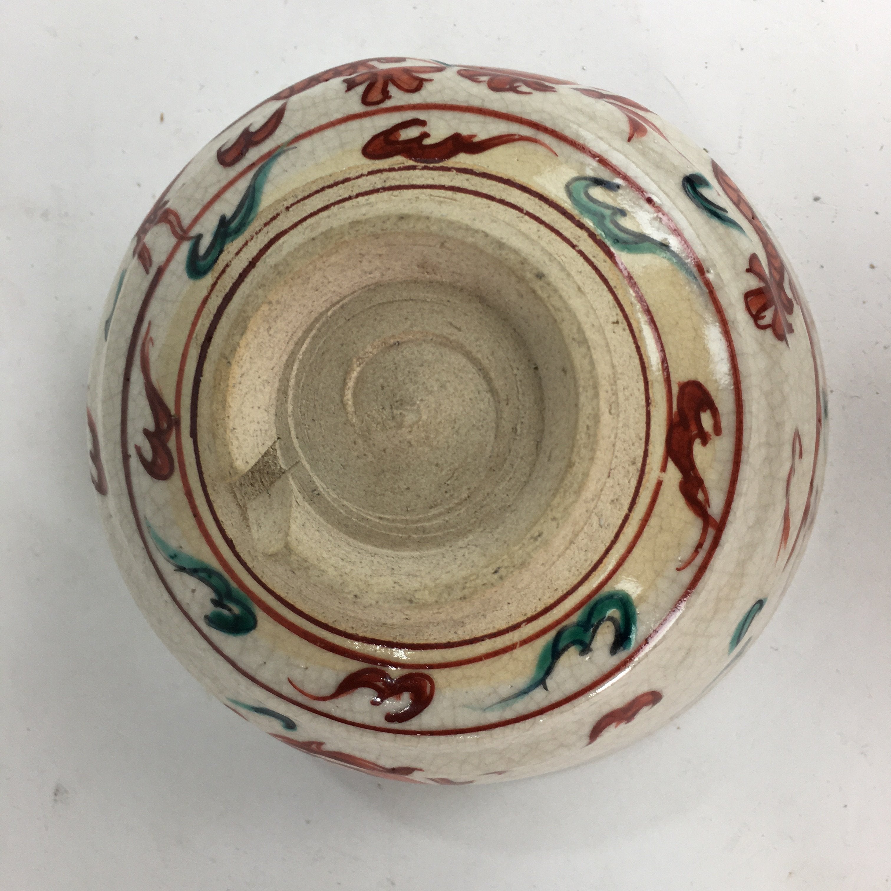 Japanese Vtg Ceramic Tea Ceremony Bowl Chawan Pottery Red Dragon GTB726
