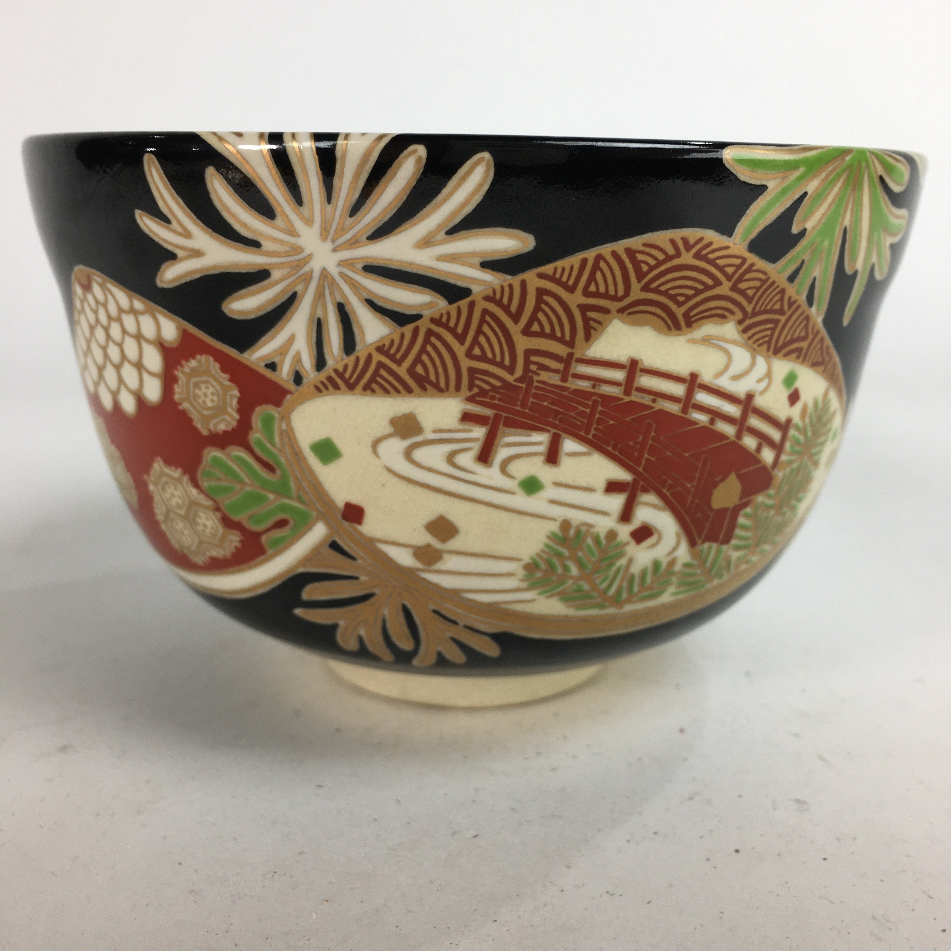 Japanese Vtg Ceramic Tea Ceremony Bowl Chawan Pottery Shell Makie GTB728