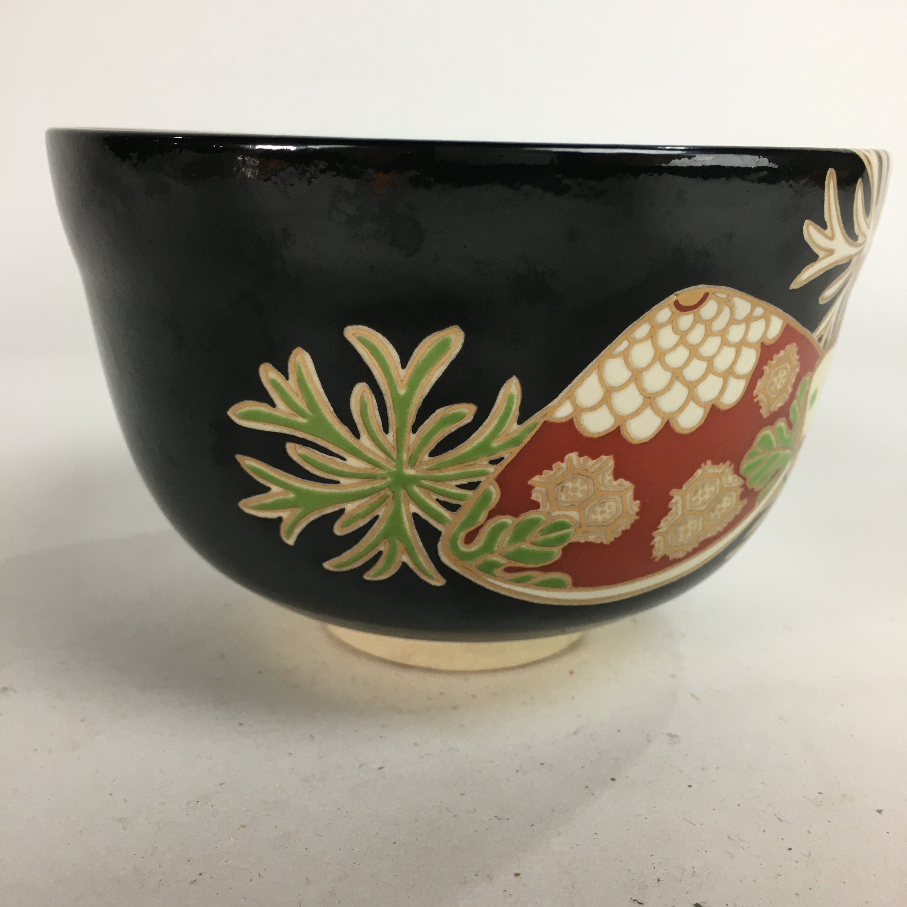 Japanese Vtg Ceramic Tea Ceremony Bowl Chawan Pottery Shell Makie GTB728