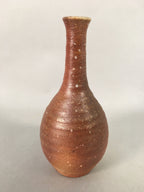 Japanese Vtg Flower Vase Kabin Ikebana Ceramic Yakimono Brown FV902