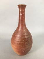 Japanese Vtg Flower Vase Kabin Ikebana Ceramic Yakimono Brown FV902