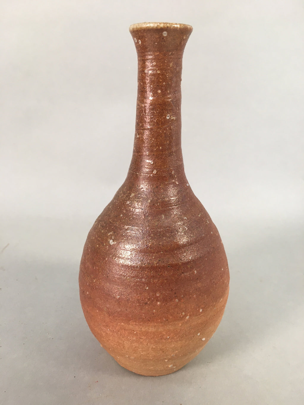 Japanese Vtg Flower Vase Kabin Ikebana Ceramic Yakimono Brown FV902