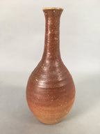 Japanese Vtg Flower Vase Kabin Ikebana Ceramic Yakimono Brown FV902