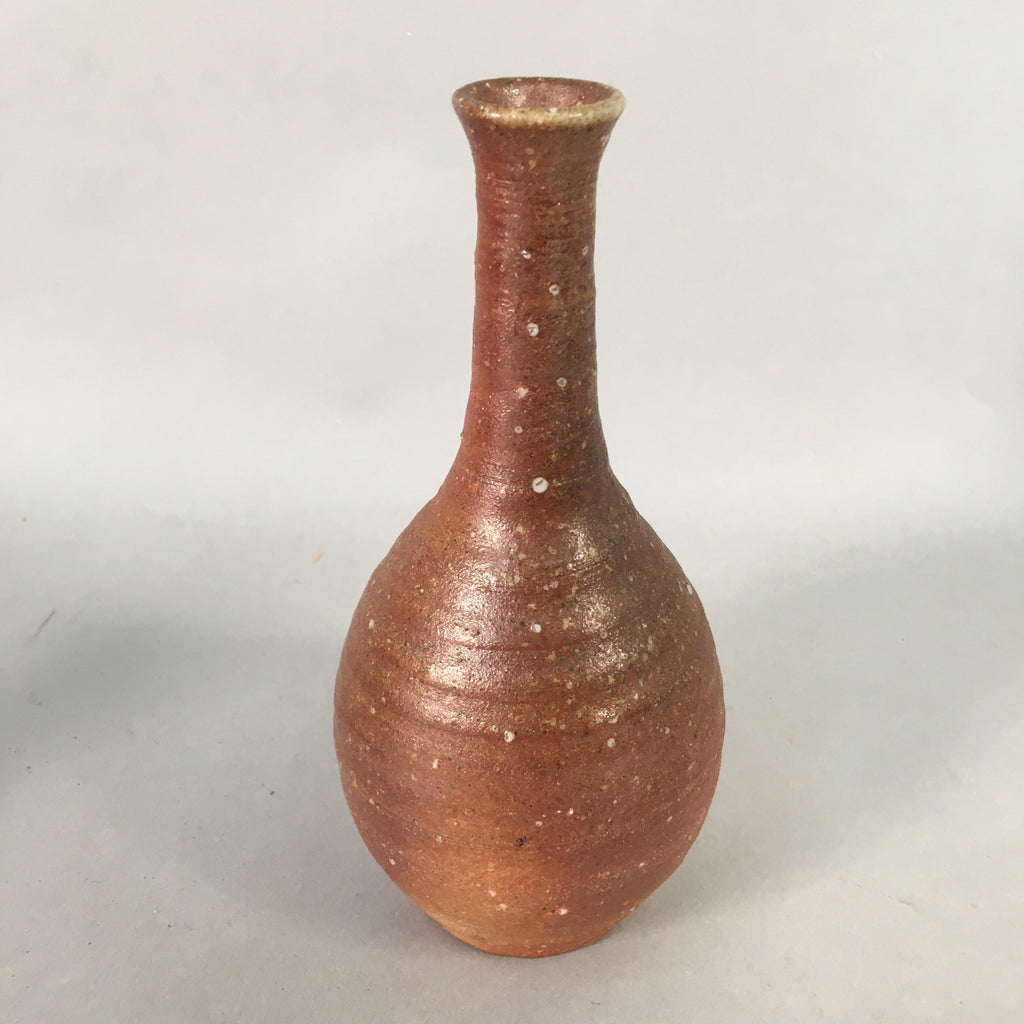 Japanese Vtg Flower Vase Kabin Ikebana Ceramic Yakimono Brown FV902