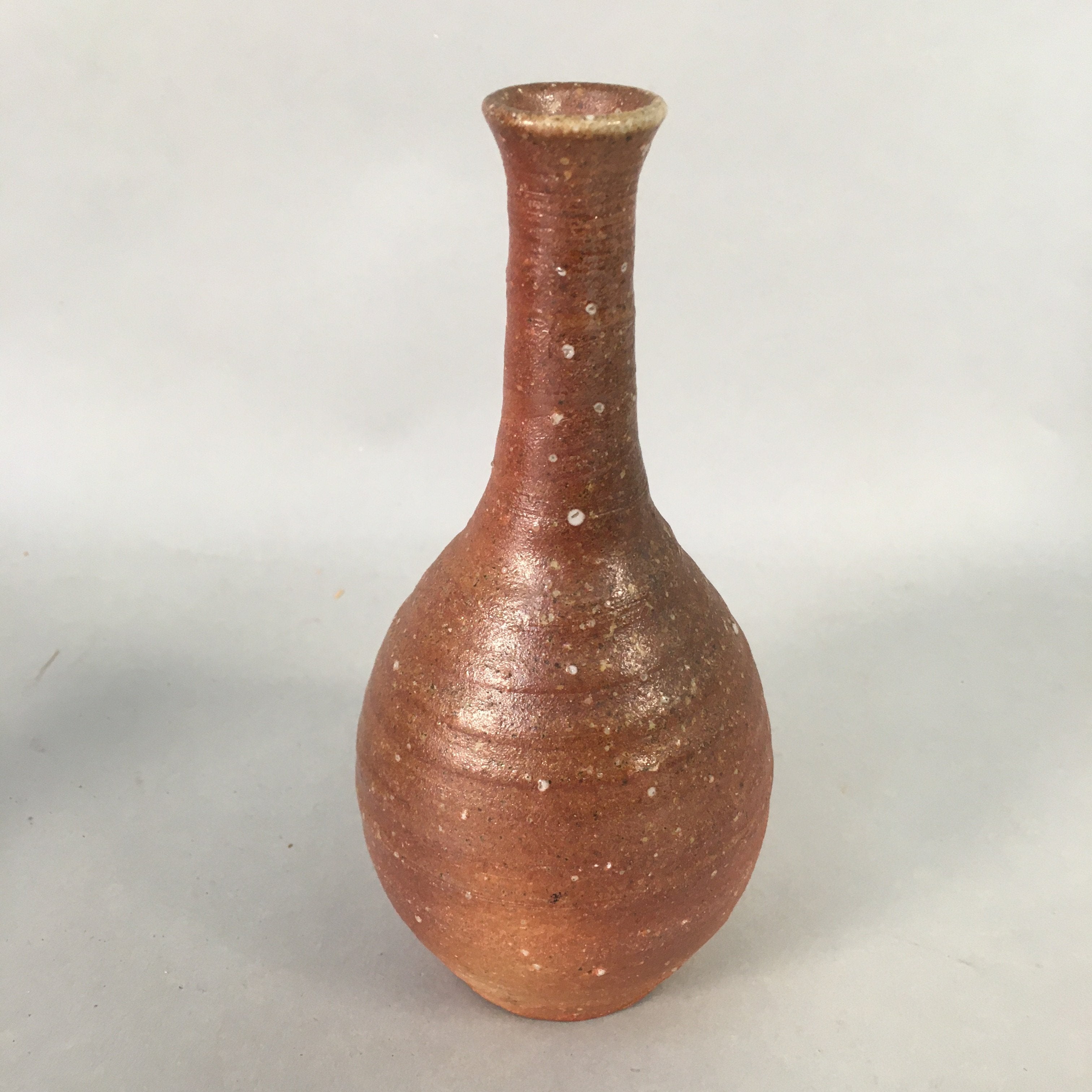 Japanese Vtg Flower Vase Kabin Ikebana Ceramic Yakimono Brown FV902
