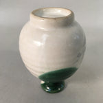 Japanese Vtg Flower Vase Kabin Ikebana Ceramic Yakimono White Green FV904