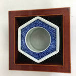 Japanese Vtg Lacquerware Wooden Tray Porcelain Ashtray Hexagon Blue UR484
