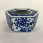 Japanese Vtg Lacquerware Wooden Tray Porcelain Ashtray Hexagon Blue UR484