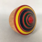 Japanese Vtg Wood Spinning Top Koma Red Blue Yellow Toy Game KF524