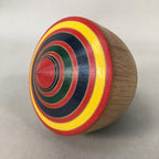 Japanese Vtg Wood Spinning Top Koma Red Blue Yellow Toy Game KF524
