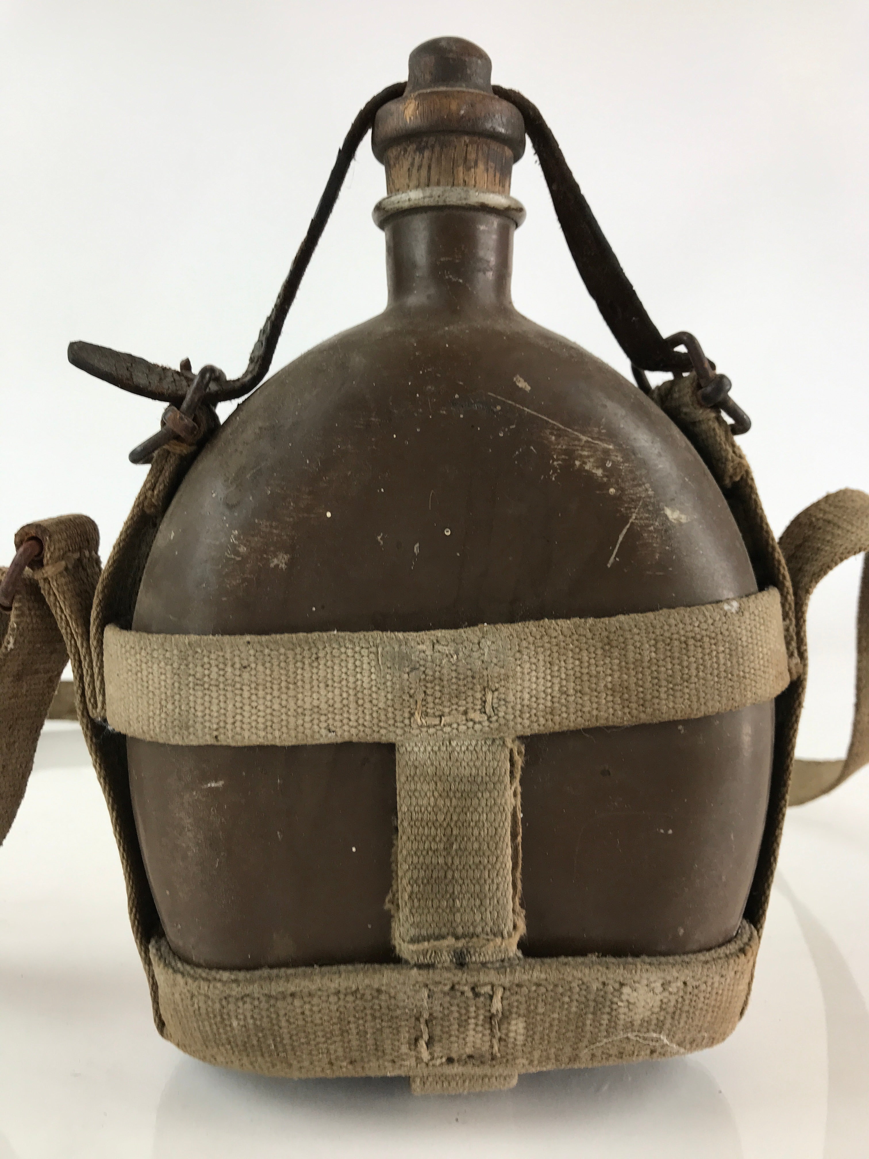 Japanese WW2 Army Water Flask Bottle With Strap Wood Stopper Shogo Style JK443
