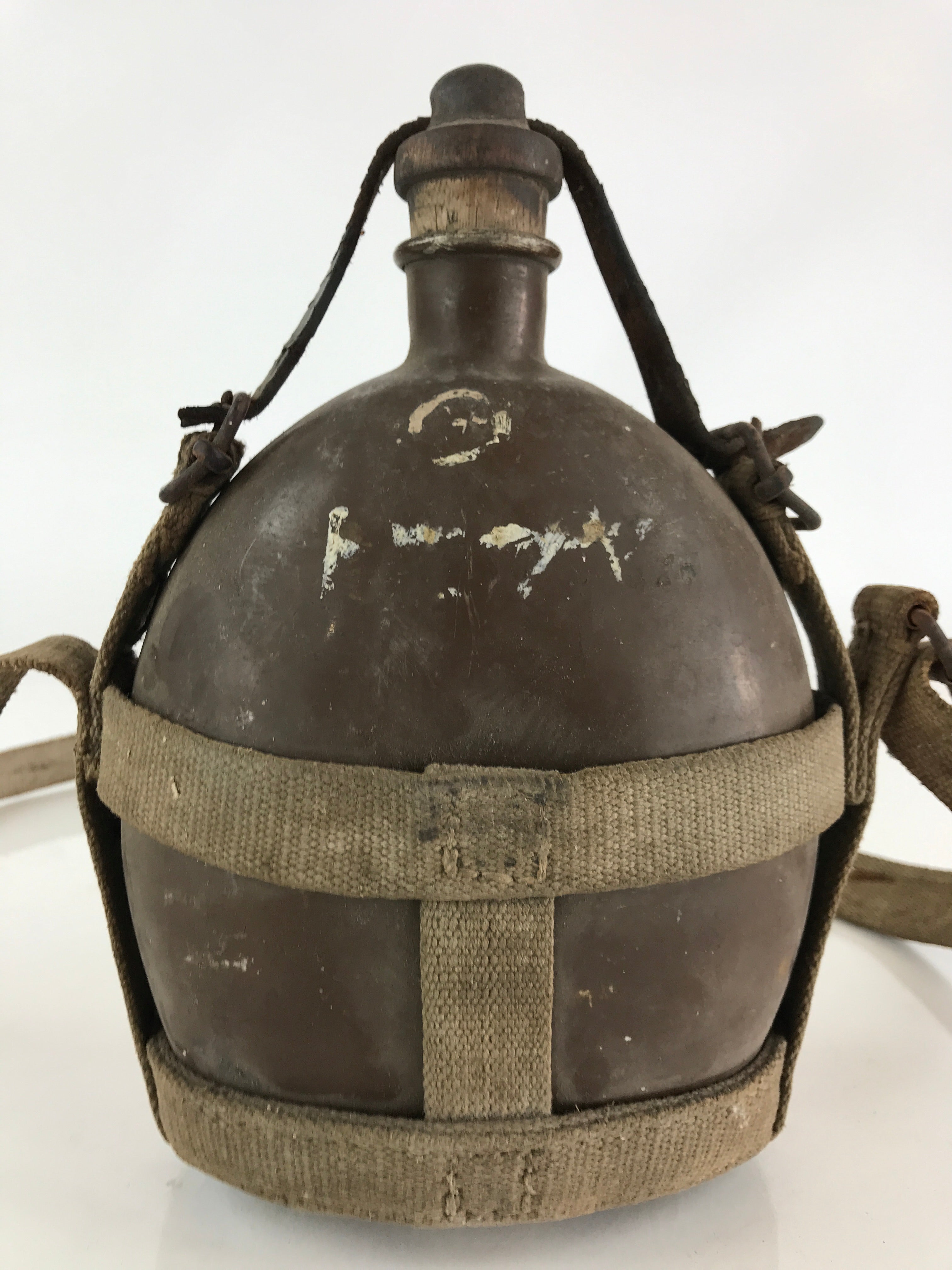 Japanese WW2 Army Water Flask Bottle With Strap Wood Stopper Shogo Style JK443