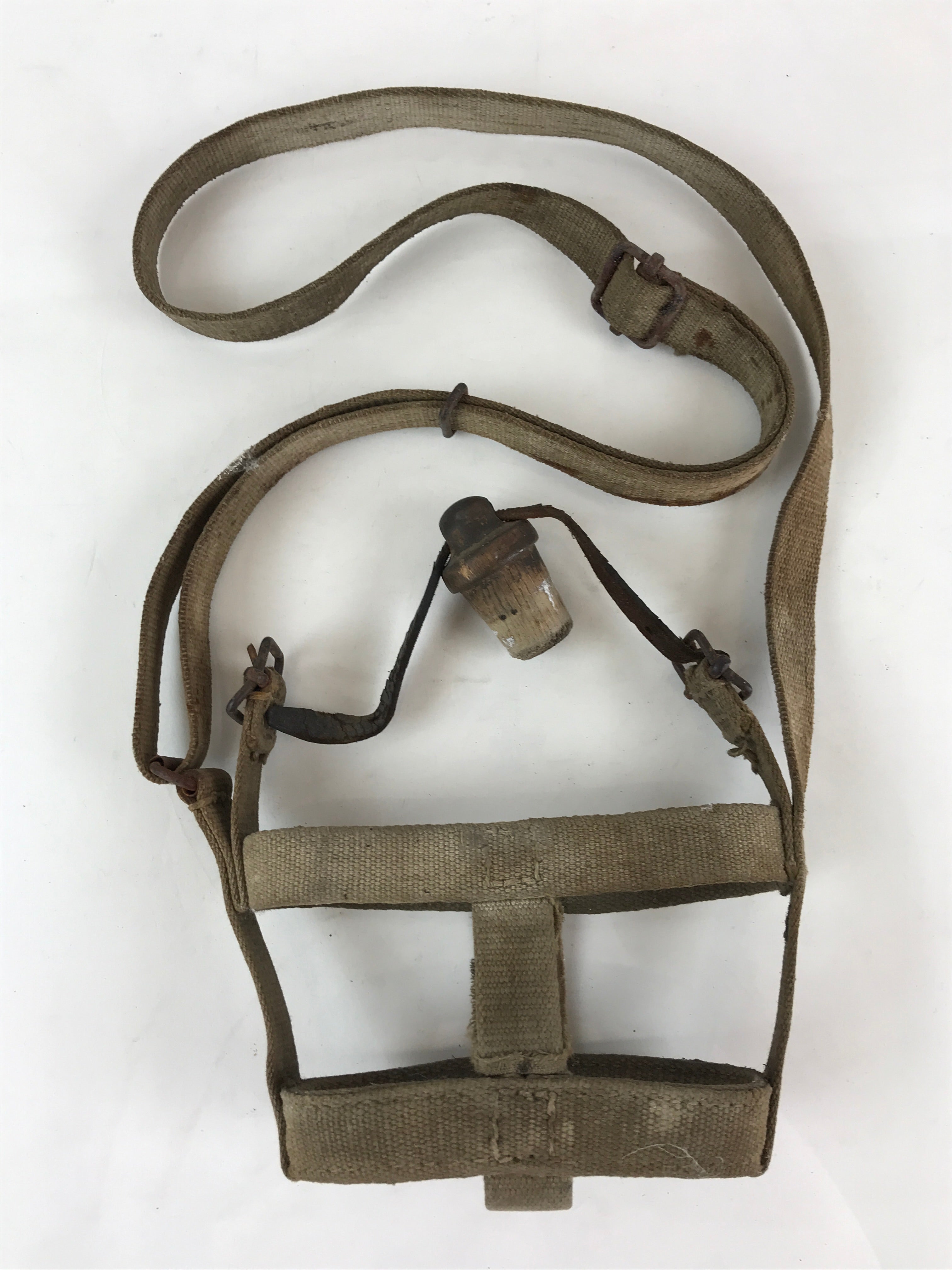 Japanese WW2 Army Water Flask Bottle With Strap Wood Stopper Shogo Style JK443
