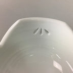 Japanese White Porcelain Snack Bowl Vtg Kobachi Flower White Floral Design QT44