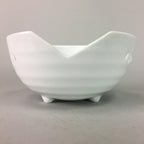 Japanese White Porcelain Snack Bowl Vtg Kobachi Flower White Floral Design QT44