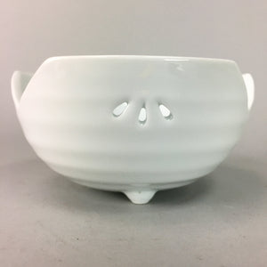 Japanese White Porcelain Snack Bowl Vtg Kobachi Flower White Floral Design QT44
