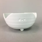Japanese White Porcelain Snack Bowl Vtg Kobachi Flower White Floral Design QT44
