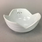 Japanese White Porcelain Snack Bowl Vtg Kobachi Flower White Floral Design QT44