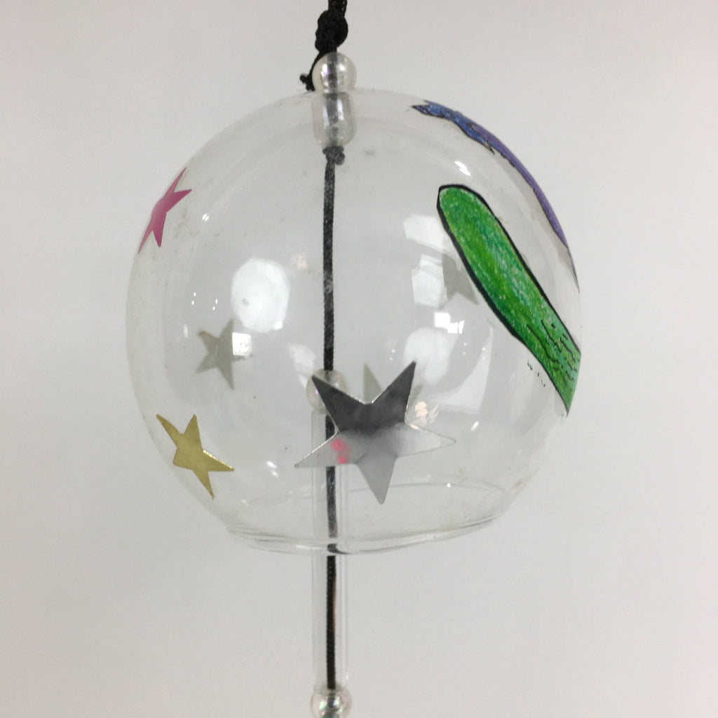Japanese Wind Chime Vtg Wind Bell Hanging decoration Clear Grass Furin JK246