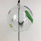Japanese Wind Chime Vtg Wind Bell Hanging decoration Clear Grass Furin JK246