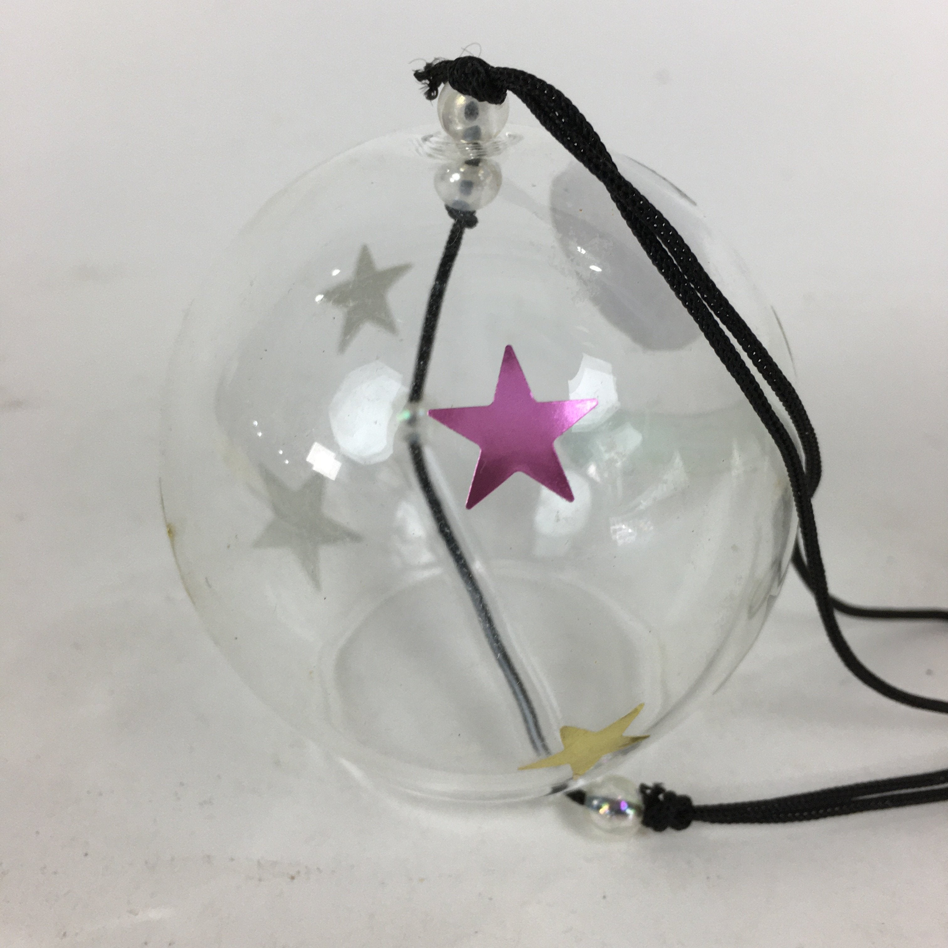 Japanese Wind Chime Vtg Wind Bell Hanging decoration Clear Grass Furin JK246