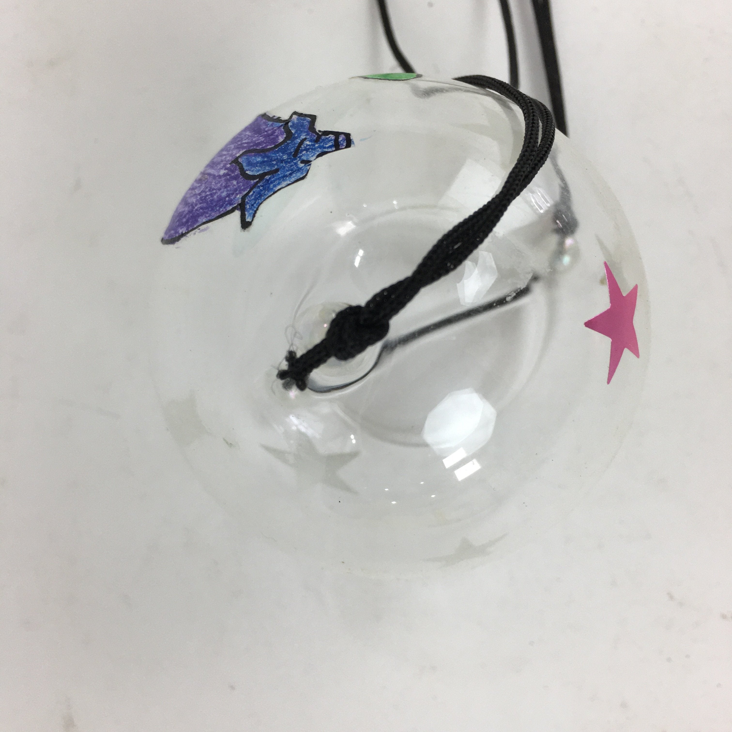 Japanese Wind Chime Vtg Wind Bell Hanging decoration Clear Grass Furin JK246