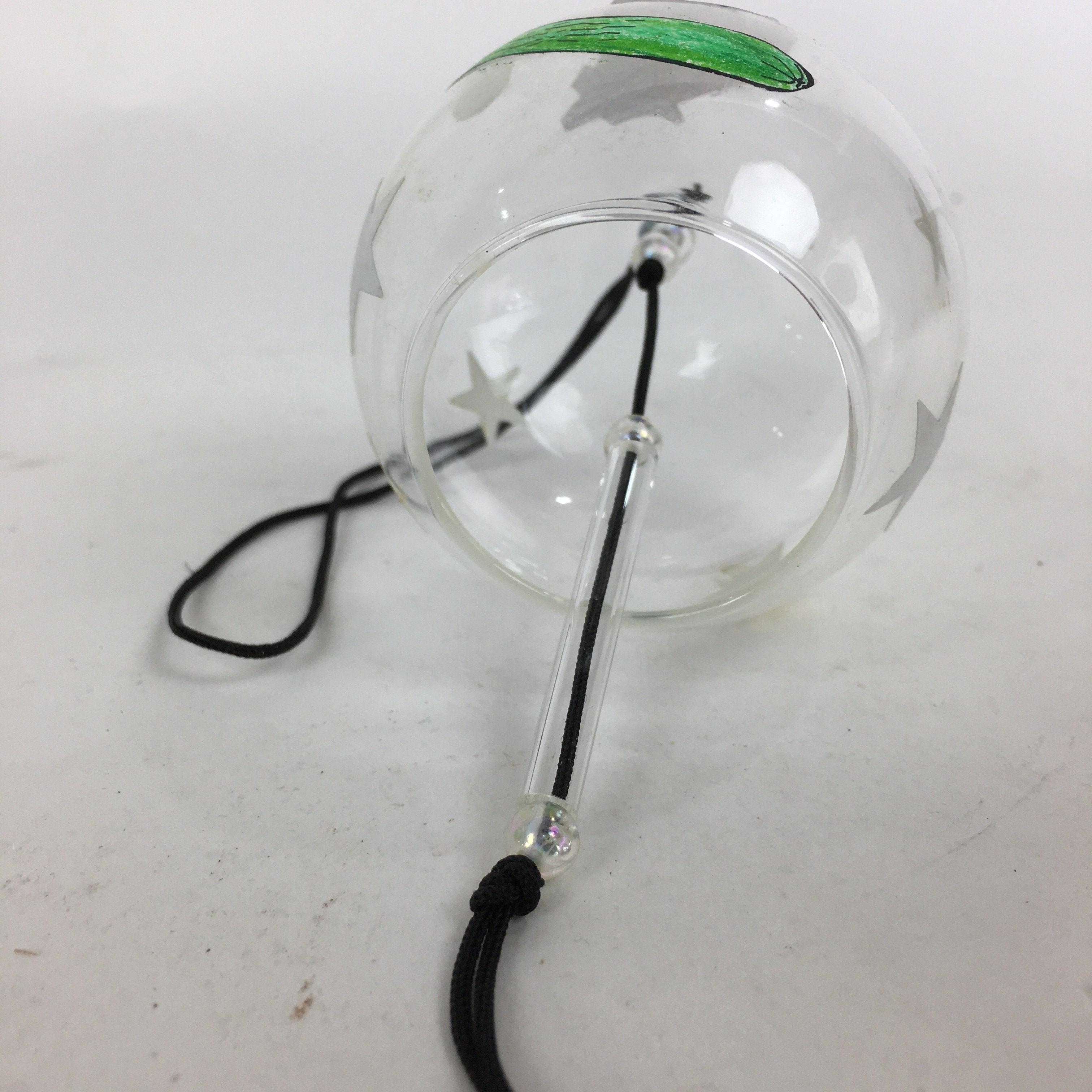Japanese Wind Chime Vtg Wind Bell Hanging decoration Clear Grass Furin JK246