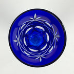 Japanese Wine Glass Edo Kiriko Vtg Blue Crystal Glass Cold Sake Cup PP934