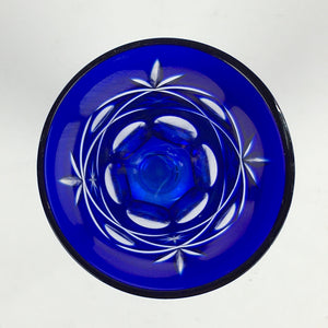 Japanese Wine Glass Edo Kiriko Vtg Blue Crystal Glass Cold Sake Cup PP934