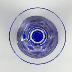 Japanese Wine Glass Edo Kiriko Vtg Blue Crystal Glass Cold Sake 