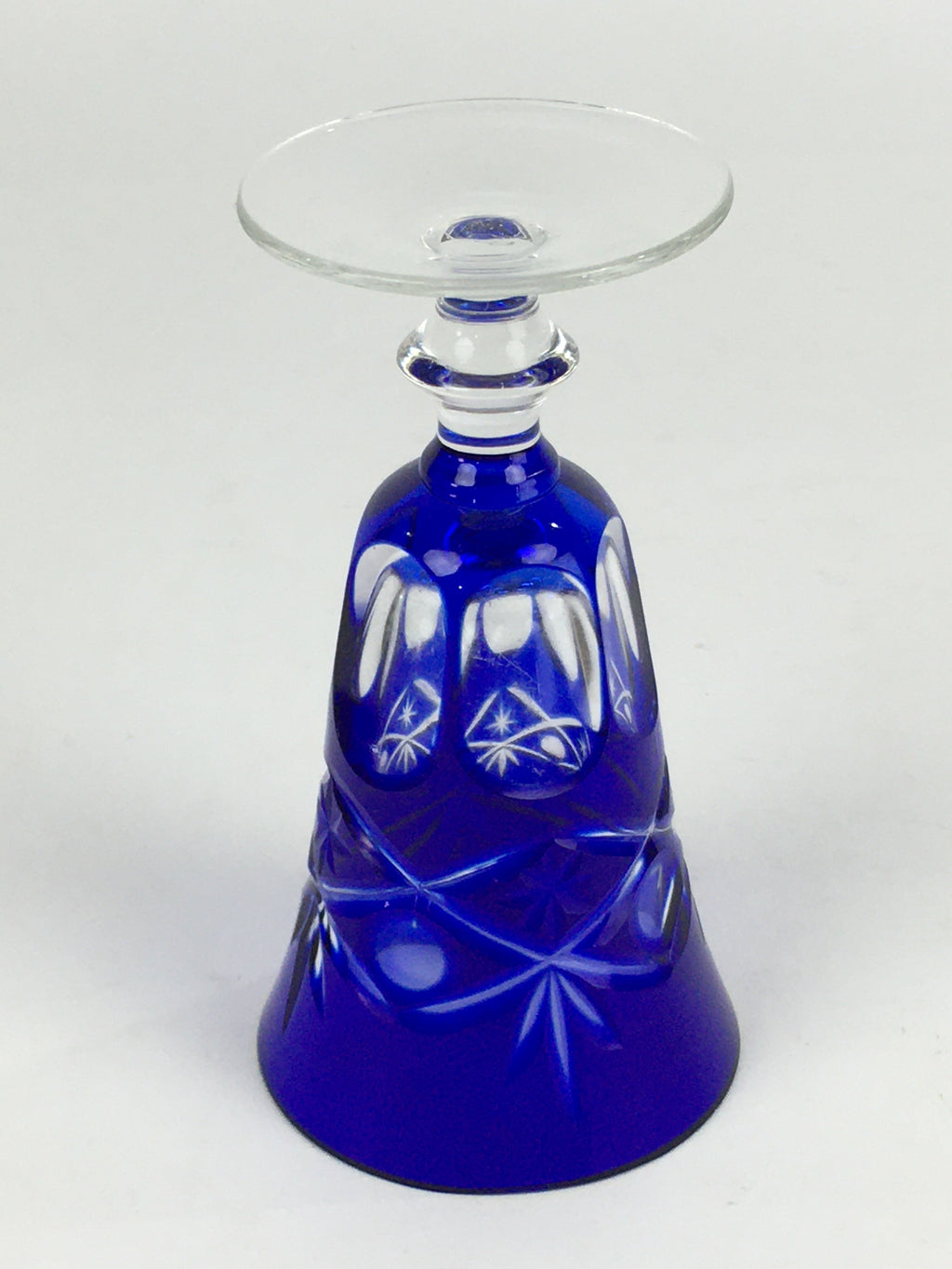 Japanese Wine Glass Edo Kiriko Vtg Blue Crystal Glass Cold Sake Cup PP934