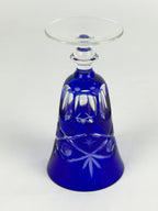 Japanese Wine Glass Edo Kiriko Vtg Blue Crystal Glass Cold Sake Cup PP934