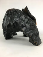 Japanese Wood Bear Carving Ainu Figurine Vtg Wood Ornament Black AB95