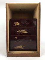 Japanese Wood Boxed Wood Lacquerware Bento Box Vtg Jubako Set JB76