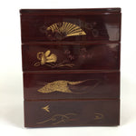 Japanese Wood Boxed Wood Lacquerware Bento Box Vtg Jubako Set JB76