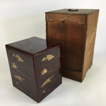 Japanese Wood Boxed Wood Lacquerware Bento Box Vtg Jubako Set JB76