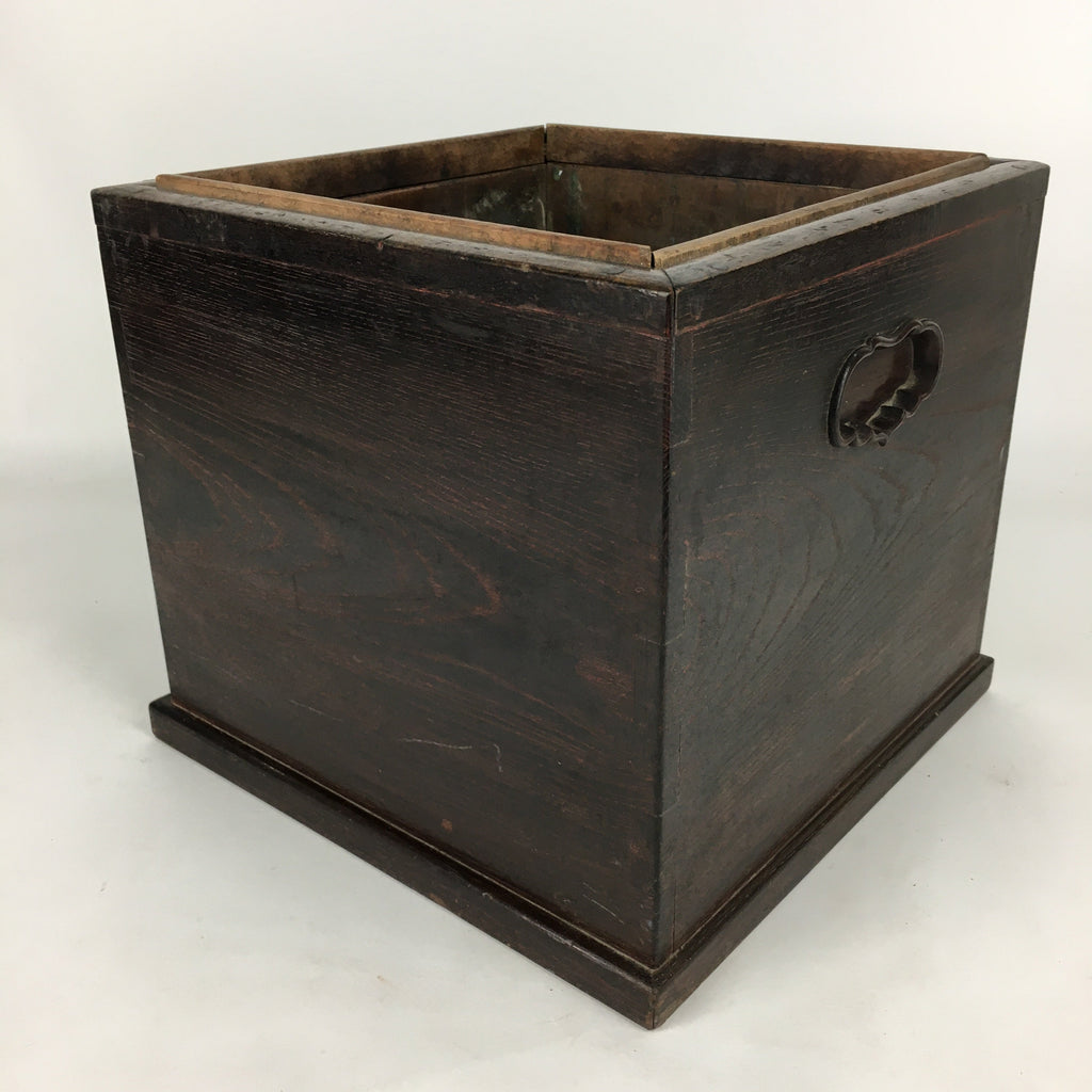 Japanese Wood Brazier Ash Pot Fire Pit Vtg Tea Ceremony Brown Hibachi H39