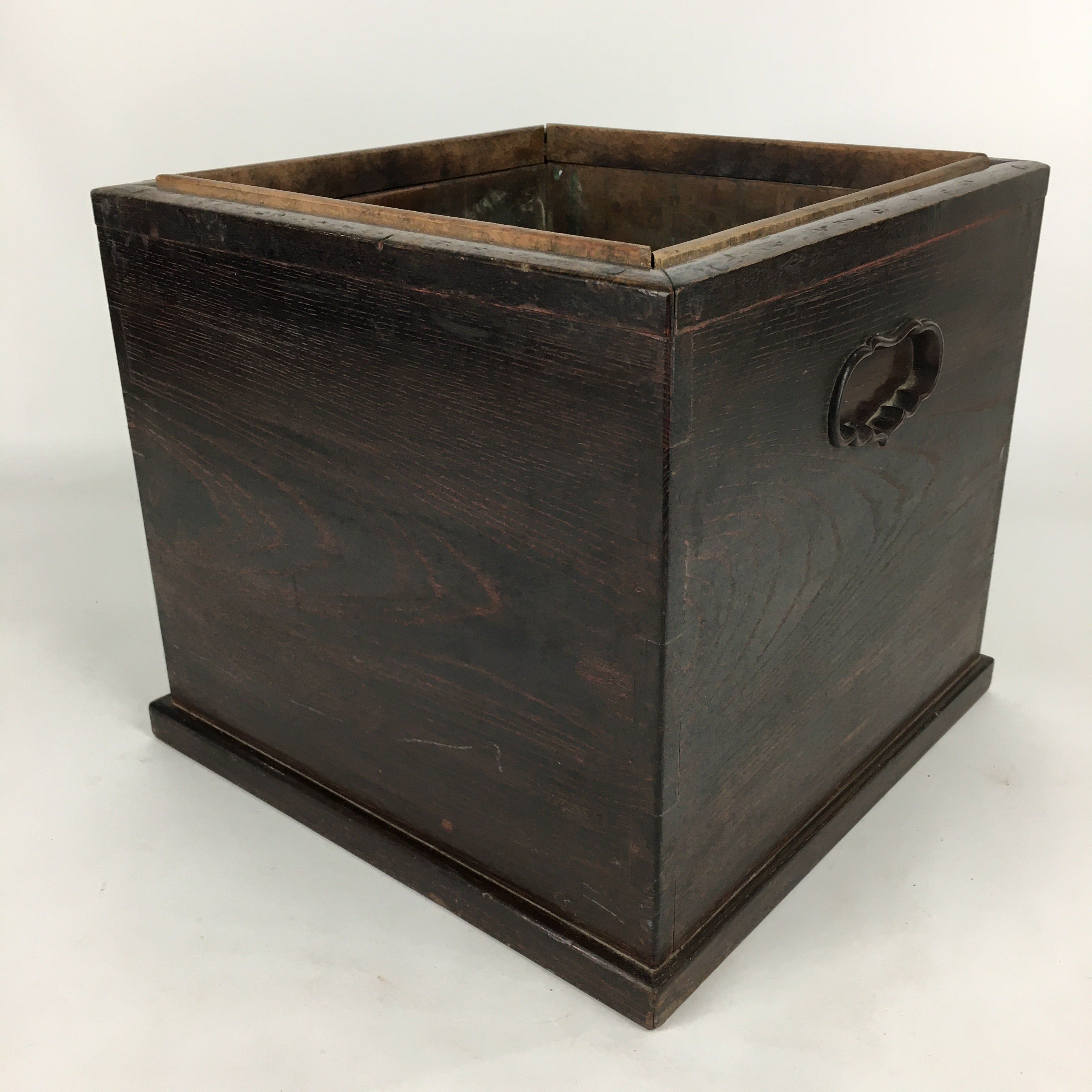 Japanese Wood Brazier Ash Pot Fire Pit Vtg Tea Ceremony Brown Hibachi H39