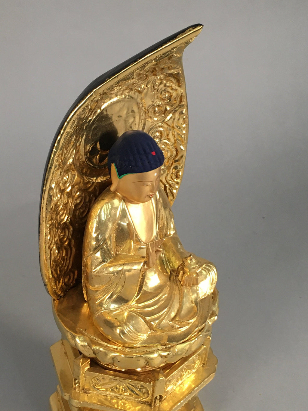 Japanese Wood Buddhist Altar Statue Vtg Nyorai Shaka Amida Gold Lacquer BD597