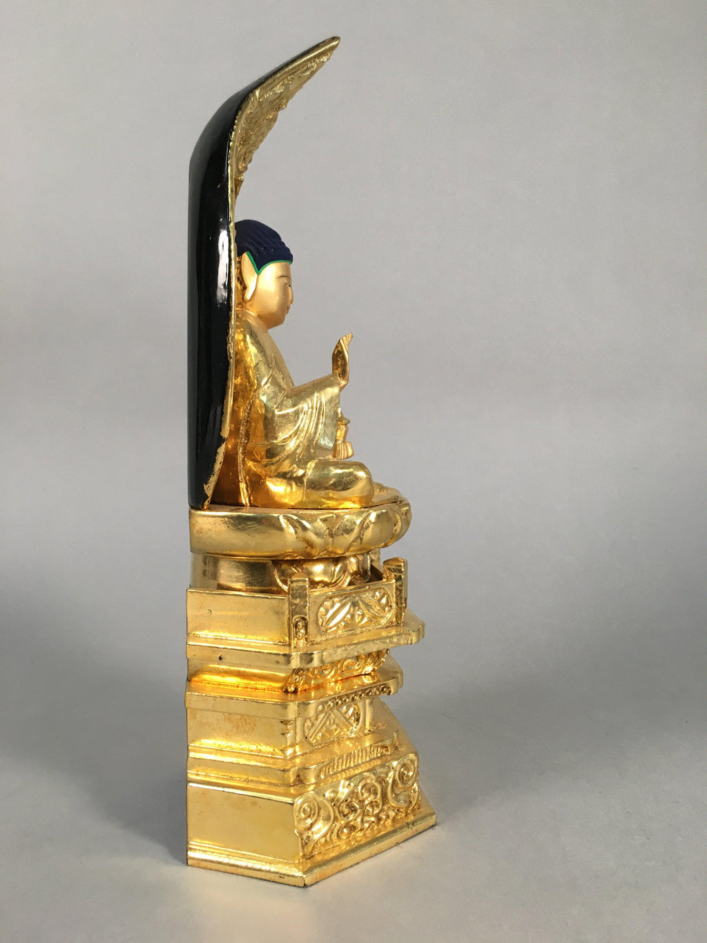 Japanese Wood Buddhist Altar Statue Vtg Nyorai Shaka Amida Gold Lacquer BD597