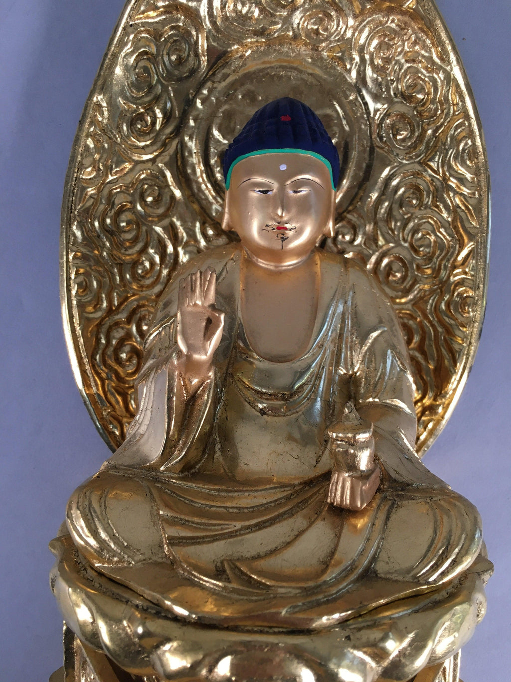 Japanese Wood Buddhist Altar Statue Vtg Nyorai Shaka Amida Gold Lacquer BD597