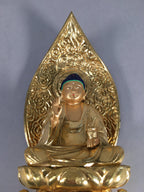 Japanese Wood Buddhist Altar Statue Vtg Nyorai Shaka Amida Gold Lacquer BD597