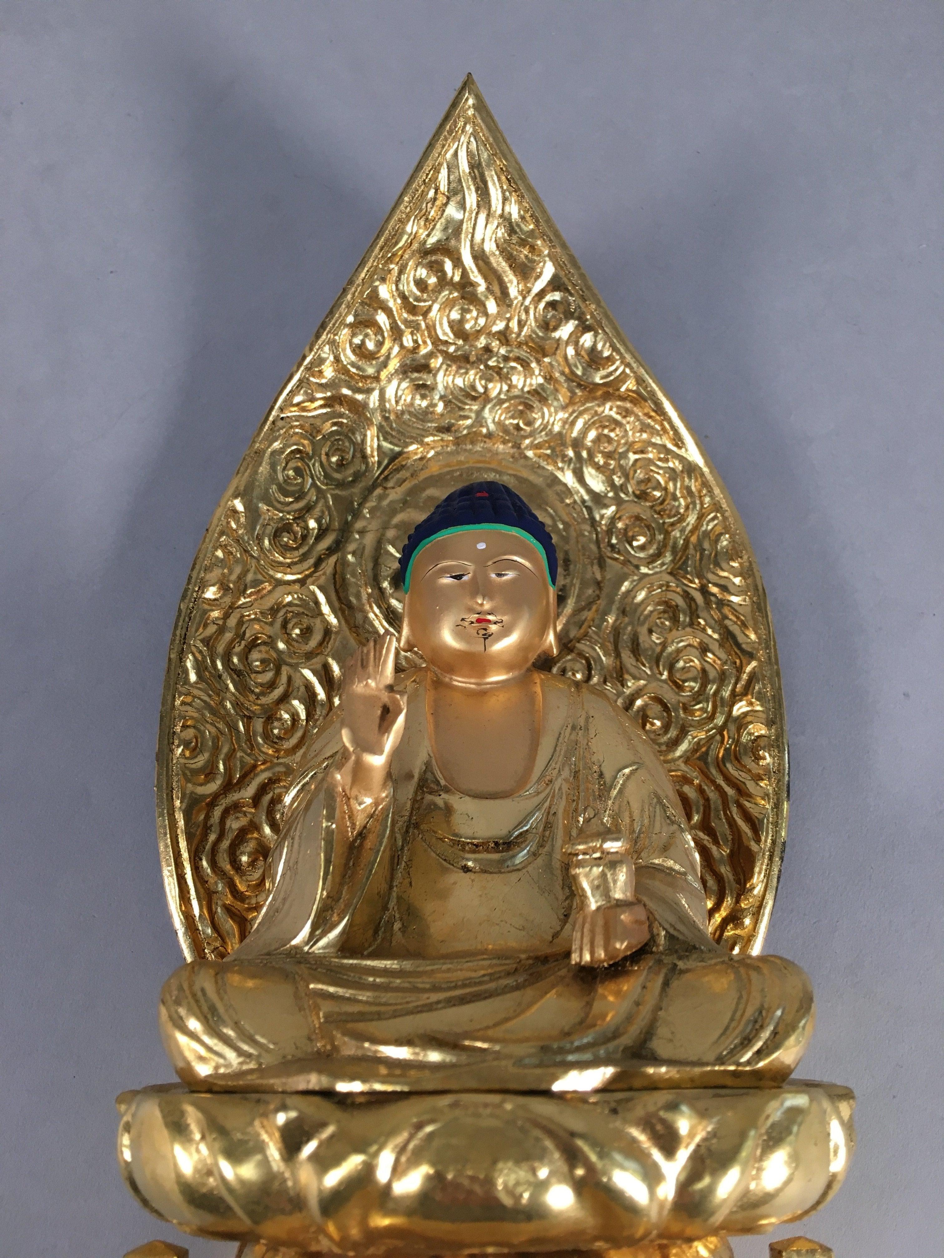Japanese Wood Buddhist Altar Statue Vtg Nyorai Shaka Amida Gold Lacquer BD597