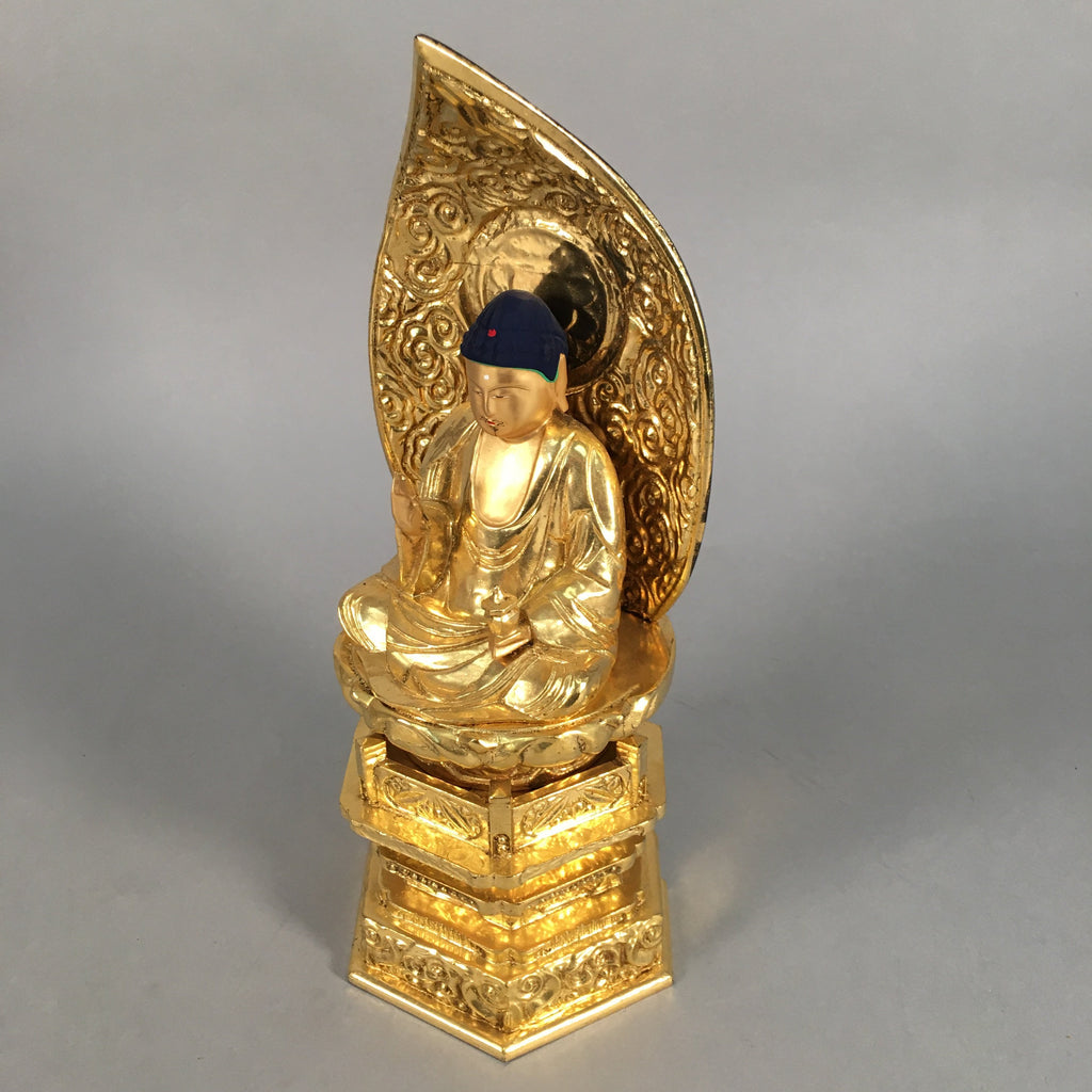 Japanese Wood Buddhist Altar Statue Vtg Nyorai Shaka Amida Gold Lacquer BD597