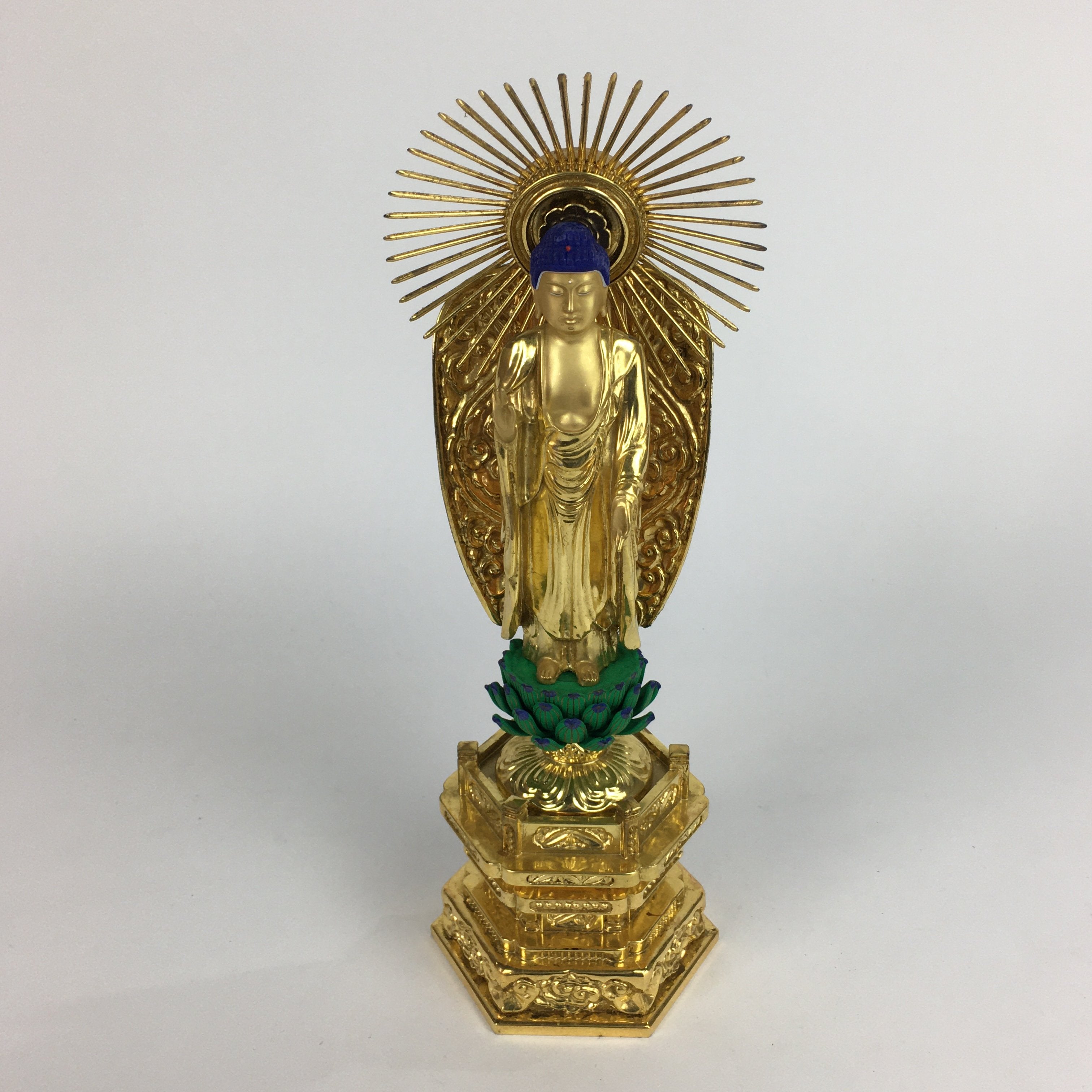 Japanese Wood Buddhist Altar Statue Vtg Nyorai Shaka Amida Gold Lacquer BD638