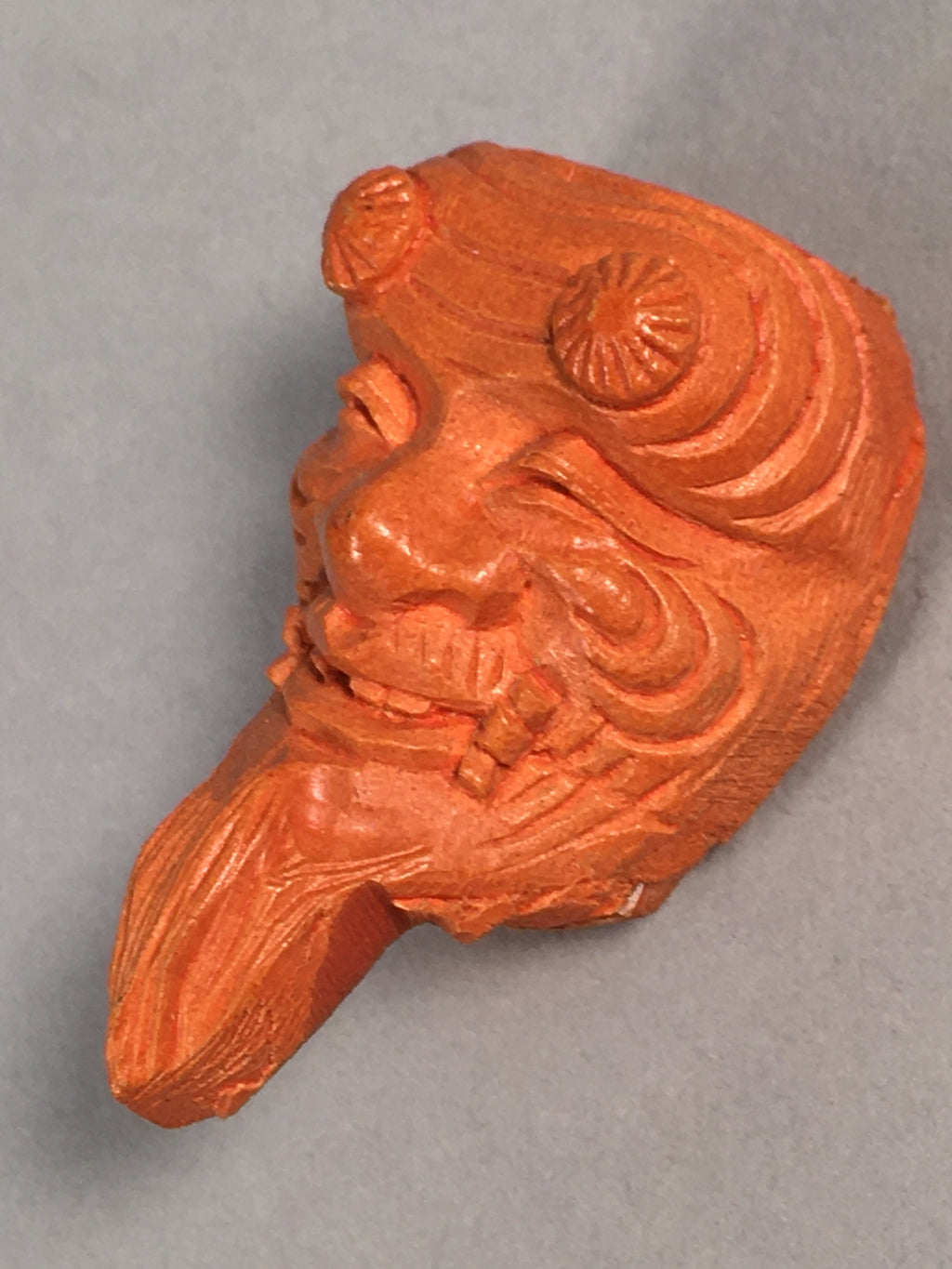Japanese Wood Carved Figurine Noh Mask Vtg Old Man Brown Hand-Carved JK111