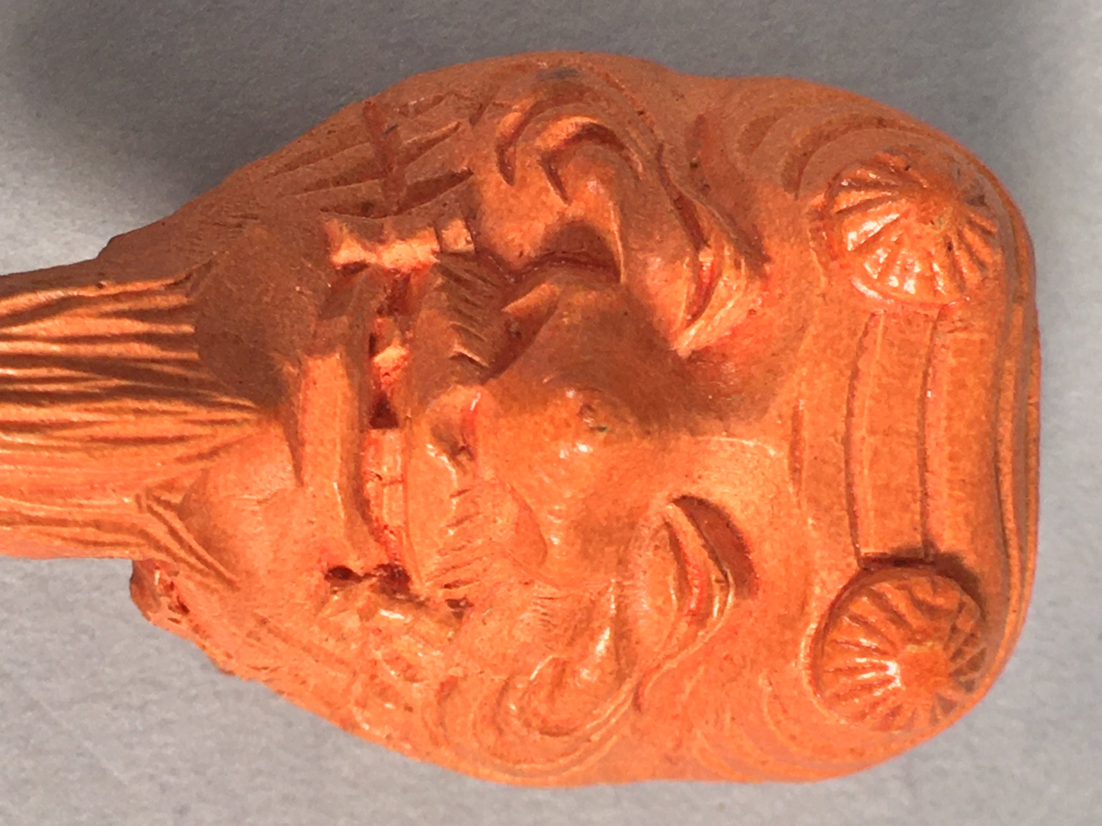Japanese Wood Carved Figurine Noh Mask Vtg Old Man Brown Hand-Carved JK111