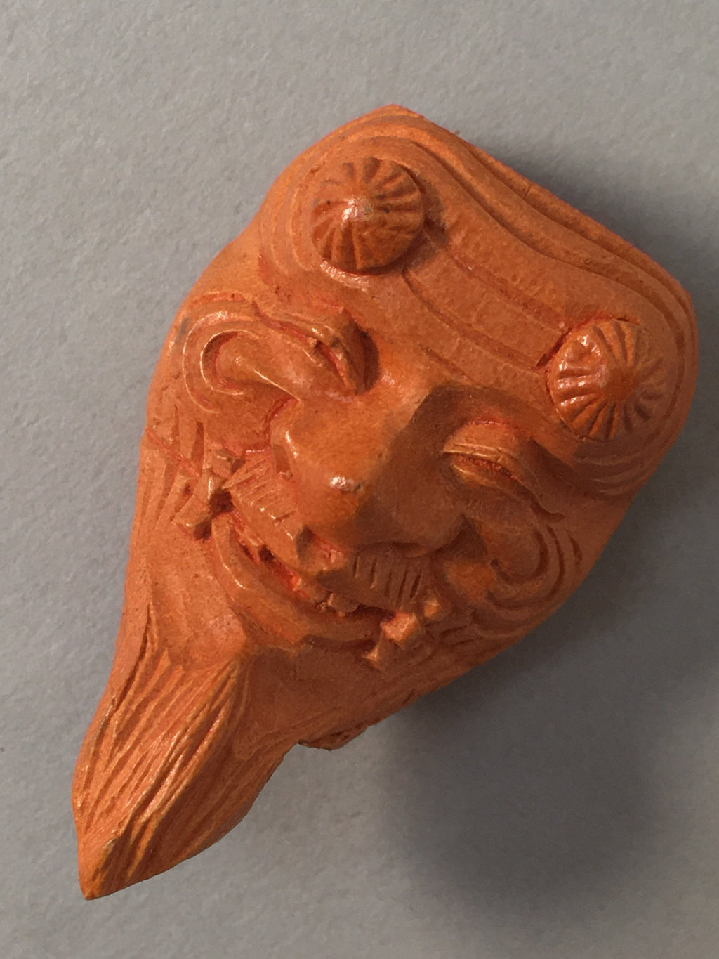 Japanese Wood Carved Figurine Noh Mask Vtg Old Man Brown Hand-Carved JK111