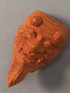 Japanese Wood Carved Figurine Noh Mask Vtg Old Man Brown Hand-Carved JK111