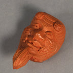 Japanese Wood Carved Figurine Noh Mask Vtg Old Man Brown Hand-Carved JK111